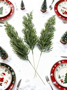 20pcs Artificial Cedar Branches Christmas Greenery Stems Pine Picks Faux Evergreen Pine Branches Artificial Flower Fake Plants For Christmas Tree Decor, Bouquet DIY, Wreath Material, Candy Box Accessories, Home Wedding Decoration, Bride Wrist Flower, Chest Flower, Room Decor, Kitchen Accessories, New Year Decoration, Birthday Party Cake Accessories, Fall Decor, Winter Decor, Halloween Decor, Christmas Decorations ﻿