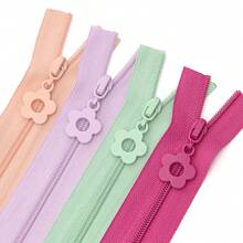 1 Set = 450cm/5 Yards Zipper + 10pcs Zipper Pulls, #3 Nylon Colorful Zippers With Matching Flower Zipper Pulls, 18 Color Options, Suitable For Clothing, Bedding, Bags, Pockets, Luggage, DIY Crafts Sewing - Multicolor - View 8