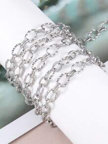 1m Catena ovale a forma di O in acciaio inossidabile con rilievo, adatta per la realizzazione fai-da-te di bracciali, collane e gioielli