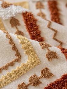 1 件优雅刺绣波西米亚风格双层桌旗，手工流苏饰边，单面刺绣，多种尺寸适合餐桌、餐具柜装饰 - 彩色 - 查看 7