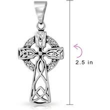 Protection Amulet Ancient Mens Irish Viking Celtic Cross Pendant Necklace For Men Women Oxidized Silver Tone Stainless Steel 20 Inch Ball Chain