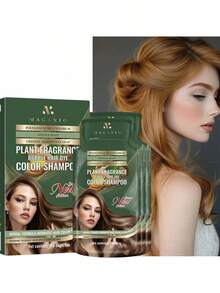 植物基泡沫染发洗发水，10.14 盎司/300 毫升，男女适用，持久生发染发剂，一步洗发染发，有效遮盖白发，含有人参、生姜、黑芝麻和其他护发提取物，适合所有发质。