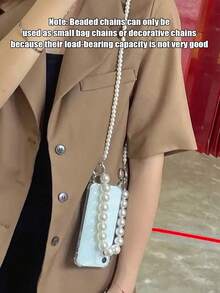 Fashion Faux Pearl Bracelet & Velvet Strap Phone Case Compatible With IPhone 16, 15, 14, 13, 12, 11 Pro Max Plus - Transparent Shockproof Back Cover - Fashionable Gift For Women & Girls - Birthday, Holiday Gift, Compatible With Samsung A54/A55/A53/S24/S24FE/S24Plus/S24Ultra/S25/S25Plus/S25Ultra, Compatible With Xiaomi/17 Series - Clear - View 5