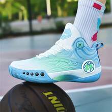 2025新款百搭篮球鞋，舒适防滑男士运动鞋，摩擦鞋底降噪男士休闲鞋，户外厚底增高鞋，称霸篮球场操场跑步鞋，男女运动鞋，夜光版，尺码：36-45 - 白藍 - 查看 10