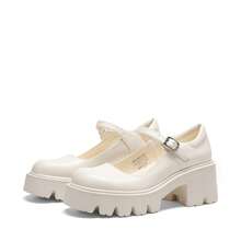 Women's Mary Janes Shoes For Women, Platform Dress Low Heel Chunky Pumps Round Toe Ankle Strap Pumps Shoes Oxfords - 米色 - 查看 6