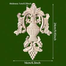 1 pezzo Decorazione in legno intagliato stile europeo, materiale in legno grezzo, fiore vintage per centro porta, applicazione in legno per decorazione domestica, 29,8 x 23,5 cm, adatto per decorare architravi, armadi, porte, mobili, pareti d'accento, Natale, Ognissanti, Ringraziamento, San Valentino, decorazione fai-da-te