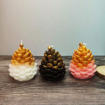 1pc Christmas Pine Cone Shaped Scented Candle, Home Decor Ornament Gift, Christmas Decorations, Christmas Gifts