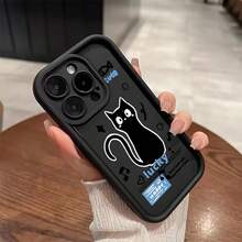 Cartoon Black Music Cat Phone Case Compatible With  15/15 Plus/15 Pro/15 Pro Max,  14/14 Plus/14 Pro/14 Pro Max,  13/13 Pro/13 Pro Max,  12/12 Pro/12 Pro Max,  11/11 Pro/11 Pro Max,  7/8 Plus,  XR/XS Max - 黑色 - 查看 5