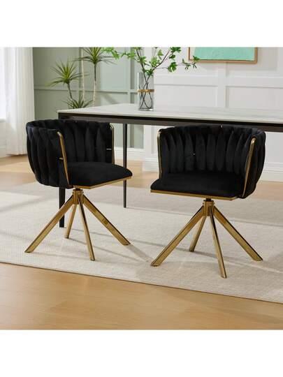 Fluwelen Seats Heavy Metal Frame, 180 Degree Swivel Function, Back, Zachte Luxurious Flexible Between Living Room, Budol Creative Workspace (Set Of 2) view 3