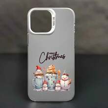 Funda de Teléfono con Decoración de Otoño Estética de Muñeco de Nieve y Gorro de Santa para 16 Pro 11 15 14 13 12 Pro Plus Negra y Plateada a Prueba de Golpes Regalo de Navidad para Mujeres - Colores mixtos - Ver 7