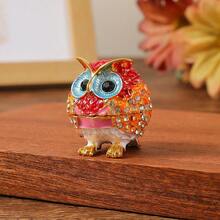 1 Piece Light Luxury Owl Jewelry Box - Small Hanging Ornament Desktop Decor, Exquisite Trinket Storage Organizer, Suitable For Daily Use, Valentine's Day Gift, New Year Gift, School, Home Use, Outdoor Activities, Gift For Friends - 4327 Orange-red - View 3