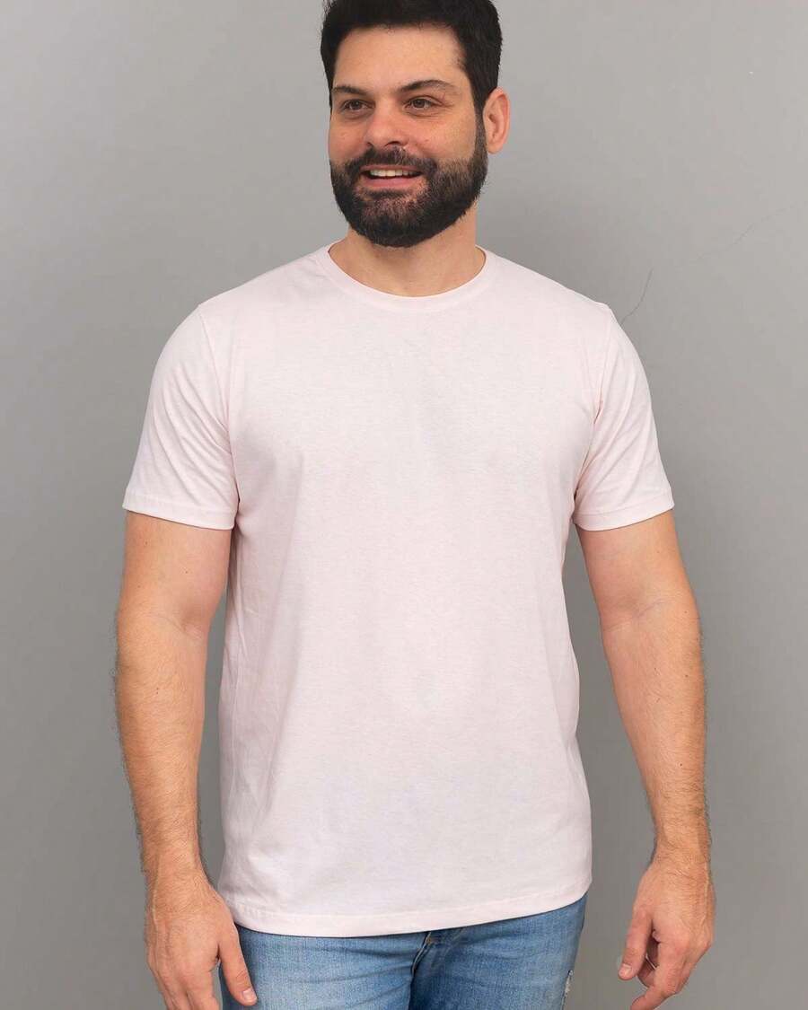 100% Cotton Men's Basic Short Sleeve T-Shirt - Baby Pink - View 1