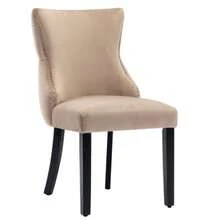 Beige Velvet 4-Leg Dining Chair With Button Tufting And Solid Wood Frame (Set Of 2) - Beige - View 4