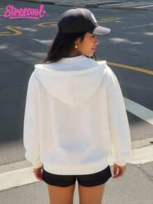 女士休闲拉链卫衣外套 - 白色 - 查看 2