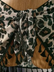 Bellisia Summer Beach Leopard Underwire Bikini Set With Beach Skirt Cheetah Print - Khaki - View 4