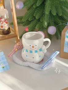 12盎司陶瓷雪人围巾杯，可爱的节日咖啡杯，适合舒适的冬季热巧克力、咖啡、牛奶、拿铁、摩卡、卡布奇诺、圣诞家居装饰、节日餐具、圣诞礼物 - 彩色 - 查看 6