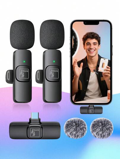 Micrófono inalámbrico de solapa c10 para Android ,micrófono inalámbrico plug-and-play, micrófono de solapa para grabación de video, enseñanza, entrevistas, podcast, micrófono de condensador omnidireccional inalámbrico para Vlog