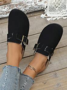 Women's Thermal-Lined Slip-On Round Toe Flat Slippers, House Shoes