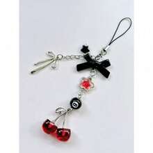 Original Sweet And Cool Girl Y2K Personalized Harajuku Cherry Bow Mobile Phone Chain, Goben Pendant Pendant - A - 查看 2
