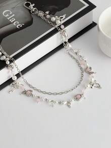 1pc Y2K Fashion Beaded Butterfly & Star Pendant Chain Belt, Simple & Elegant Acrylic Pearl Curved Needle Chain Street Style Accessory - Multicolor - View 4