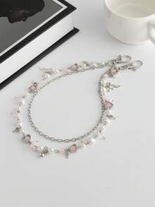 1pc Y2K Fashion Beaded Butterfly & Star Pendant Chain Belt, Simple & Elegant Acrylic Pearl Curved Needle Chain Street Style Accessory - Multicolor - View 15