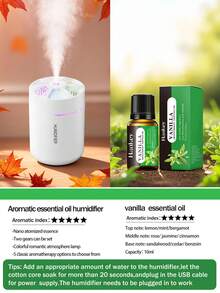 1 x 180毫升车载加湿器，黑色车载空气清新剂，带浪漫彩色氛围灯，黑白两色可选，2种工作模式，自动关机功能，兼容精油，五合一超声波香薰机，5套精油套装，适用于汽车、客厅、卧室、浴室、植物、宠物房、办公室、大房间，需电源适配器 - 黑與白 - 查看 14