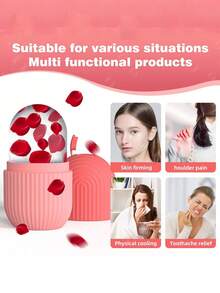 Ice Cube Roller Massager For Face, Eyes And Neck Naturally Conditioning And Skin Care,De-Puff Eye Bags,Reduce Migraine Pain,Reusable Massage Silicone Ice Mold (Pink) - Multicolor - View 6