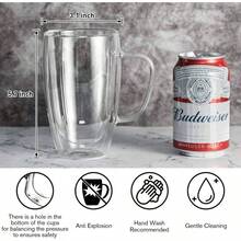 - Tazas de caf de cristal de doble pared con asa, vidrio de caf aislado, tazas de caf transparente, tazas de caf de cristal, tazas de caf con tapa, tazas de t, tazas de caf con leche, vasos de bebidas, resistentes al calor, 2 unidades