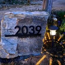 1pc Customizable Laser Cut Metal Address Plaque - Modern Outdoor House Number Sign, With Mounting Holes And Screws, No Battery Required, Weather-Resistant Wall Art, Suitable For Home And Garden Metal Yard Decor,Garden Decor, Custom Metal Sign - Black - View 6