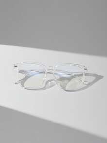 一副男士休闲基础款纯色方形时尚眼镜，适合日常阅读、校园生活穿搭和通勤上班。