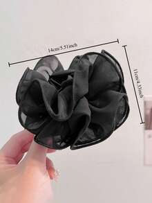 1pc Fashion Elegant Delicate Lace Rose Hair Claw, Suitable For Party And Ball Wear Hair Clips Hair Jaw, Casual Fall Winter Hair Accessories For Women For Vacation Outfits Woman Flower Hair Clip Summer Beach Holiday Essential - Black - View 3