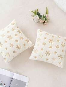 1pc Christmas Snowflake Printed Colorful Foil Decorative Throw Pillow