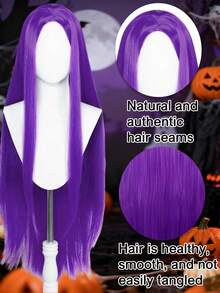 40 英寸长直发紫色假发，合成耐热头发，适合女性角色扮演万圣节派对
