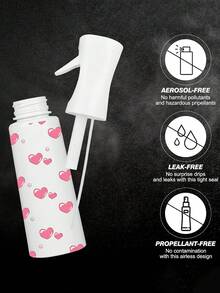 Botella de spray recargable con patrón de corazón de PET, botella de spray de niebla fina multipropósito para viajes y viajes de negocios, dispensador de desmaquillante, botella de spray para el cabello reutilizable, rociador continuo para peinado, limpieza, botánicos, humectante facial