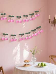 2 sets de decoración de corona de flores de cerezo rosa, decoración de cumpleaños de flores de cerezo con bolas de peluche, guirnalda colgante DIY, decoración de pared para dormitorio, decoración de fiesta y pared para vacaciones - Rosa - Ver 5