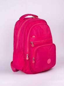 Large School Backpack For Notebook Pink Resistant Multiple Pockets Work Nylon Reinforced School College - Hot Pink - View 4