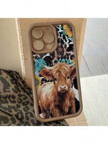 Funda de Teléfono con Patrón de Vaca Linda, Protector de Teléfono Decorativo de TPU, Accesorios de Teléfono Compatibles con  y - Café integral - Ver 7
