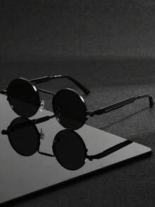 1 Pair Men's New Metal Round Steampunk Fashion Glasses, Spring Leg Design, Suitable For Outdoor Sports, Cycling, Driving, Fishing, Travel, Beach Vacation - Multicolor - View 11