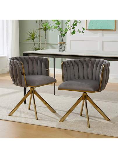 Fluwelen Seats Heavy Metal Frame, 180 Degree Swivel Function, Back, Zachte Luxurious Flexible Between Living Room, Budol Creative Workspace (Set Of 2) view 4