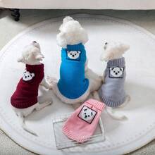 1 buc Haine pentru animale de companie la vânzare transfrontalieră, pulover tricotat pentru ursuleț de pluș, panda, cățeluș, îmbrăcăminte casual pentru animale de companie pentru toamnă/iarnă - roșu - Vizualizare 2