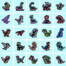 56Pcs Neon Dinosaur Stickers, Fashion Gradient Various Dinosaur Animal Graffiti Stickers, Waterproof Decals For Phone Case Water Bottle Travel Suitcase, Teens And Adult Back To School. - 彩色 - 查看 5
