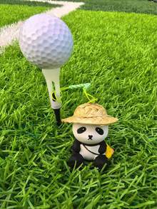 1pc Panda Golf Tee, Resin Panda Golf Tee, Rubber Tee Head, With Rope Tee Holder - Black and White - View 5