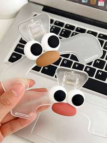 1pc Transparent Cartoon Big Mouth Fixed Reading Clip, Portable Fixed Book Anti Flip Clip, Student Storage Material Clip, Food Storage Packaging Clip, Study Supplies, Multi-Functional Thick Roll Holder, Anti-Slip Fixed Book Holder, Cute Desk Accessory, Suitable For Students To Use