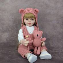 1 pièce Poupée Reborn de 22 pouces, poupée de simulation en vinyle mignonne et complète. Jouets de mode à habiller, cadeaux de Noël, cadeaux d'anniversaire - Rose bonbon - Voir 11