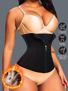 1pc Women's Sports Waist Trainer, Abdominal And Waist Shaping Compression Vest, Waist Trainer Belt, Waist Trimmer, Abdominal Support Belt, Waist Cincher, Shapewear, Sauna Waist Belt, Exercise Waist Trainer, Abdominal Training Tool, Shaper, Abdominal Exercise Waist Trainer, Compression Vest Waist Belt, Women's Abdominal Control Belt, Yoga Running Waist Trainer - Gift For Friends - Black - View 12