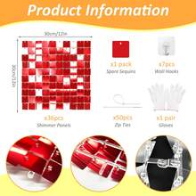 Red Shimmer Wall Backdrop Square Sequin Glitter Backdrop Panel, Perfect For Outdoor Events, Birthdays, Wedding And Festival Party Decoration - Red - View 11
