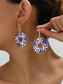 A Pair Of Original New Chinese-Style Drip Oil Earrings With Colorful Design, Sophisticated, Minimalistic, Niche, Light Luxury, Retro And National Style - A Pair Of Earrings - View 9