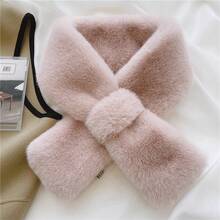 Solid Color Scarf Winter Neck Warmer Cute Thickened Warm Cross - White - View 9