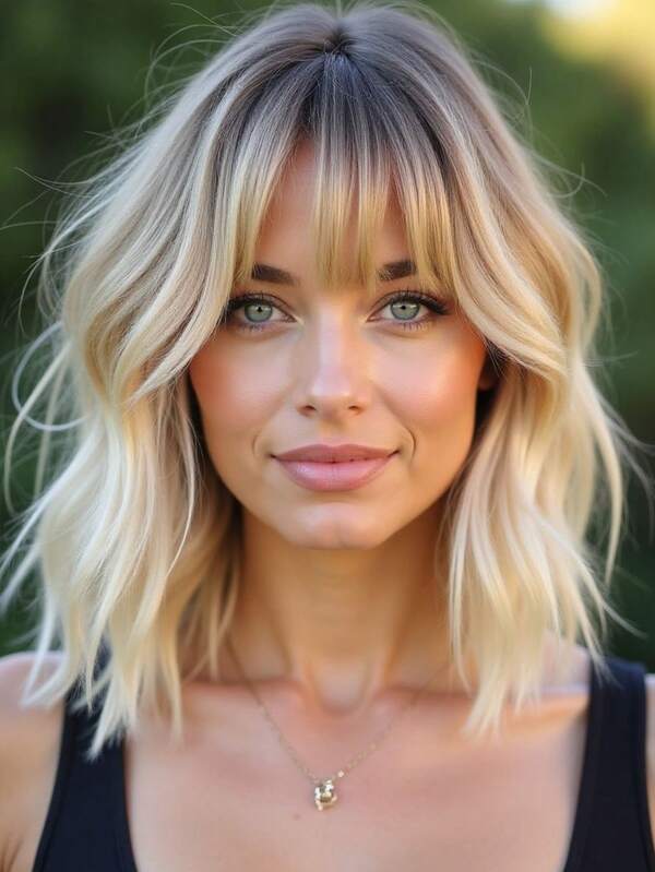 Parrucche BOB bionde sfumate con frangia, parrucche corte per donne, capelli ricci e ondulati a lunghezza spalle, resistenti al calore, sintetiche, adatte per cosplay e uso quotidiano