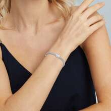 MDFUN 1 Peça Bracelete de Tênis de Zircônia Branco Ouro Cobre Micro-Incrustado, Coração/Retângulo, Versátil e na Moda, Adequado para Uso Diário e Presente para Mulheres